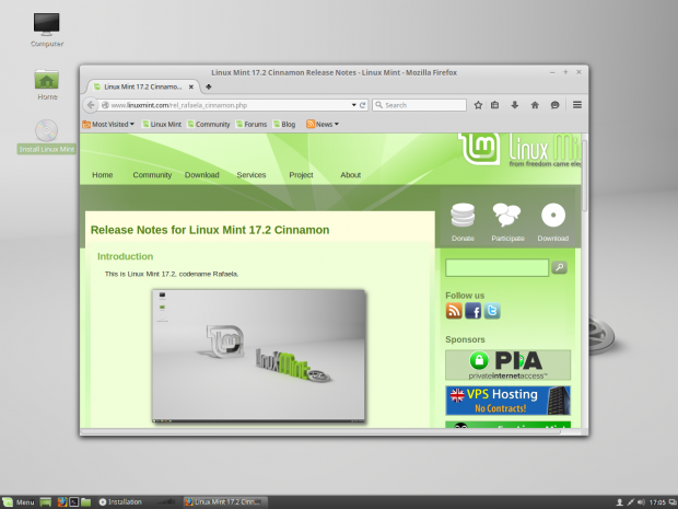 Über die aktuelle Version von Mint wird auf der Webseite des Projekts informiert. (Screenshot: Golem.de)